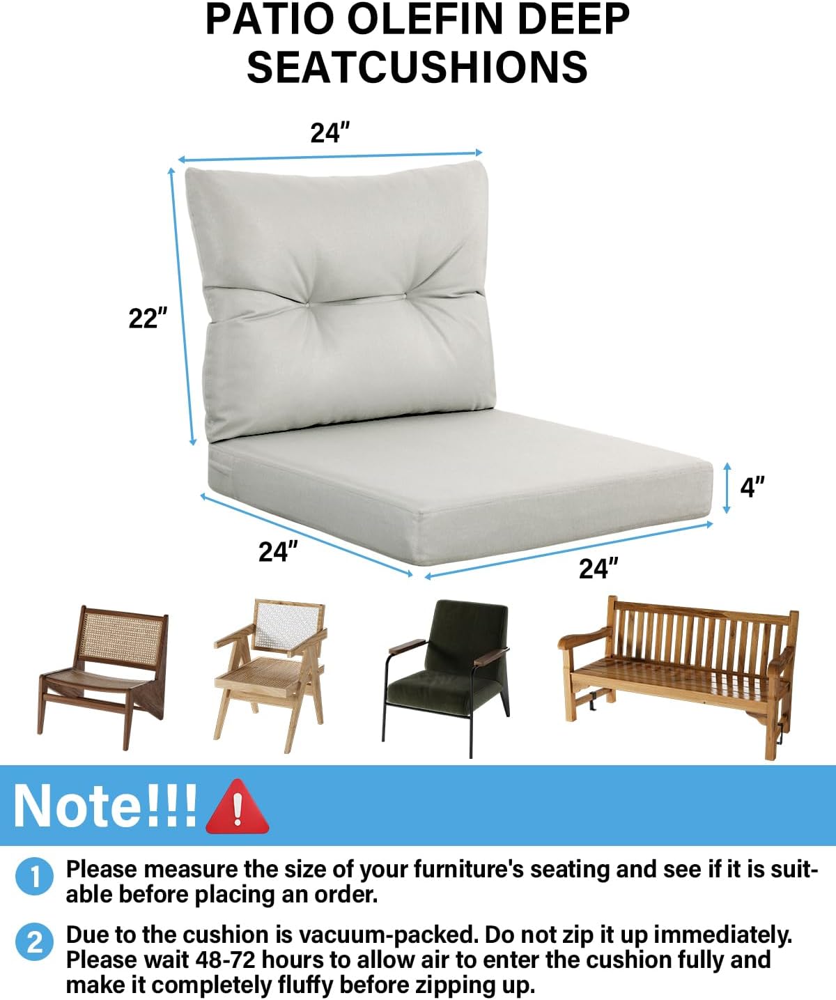 YEFU®︎ Deep Seat Patio Cushions for Sofa Couch
