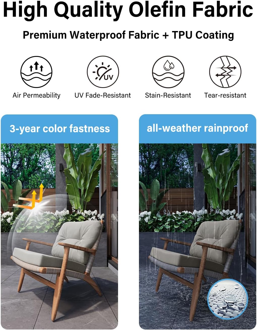 YEFU®︎ Deep Seat Patio Cushions for Sofa Couch