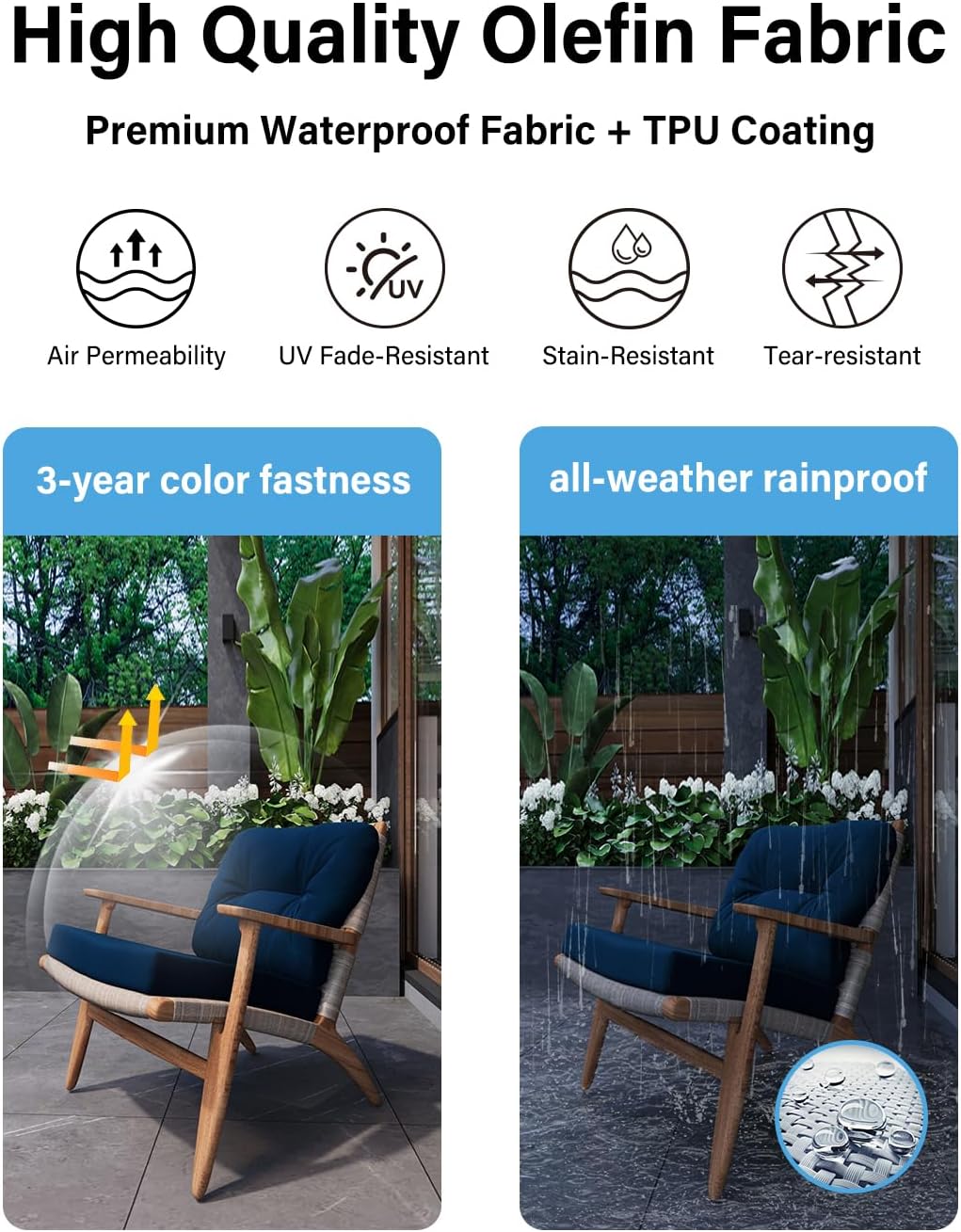 YEFU®︎ All-Weather Waterproof Patio Cushion Set