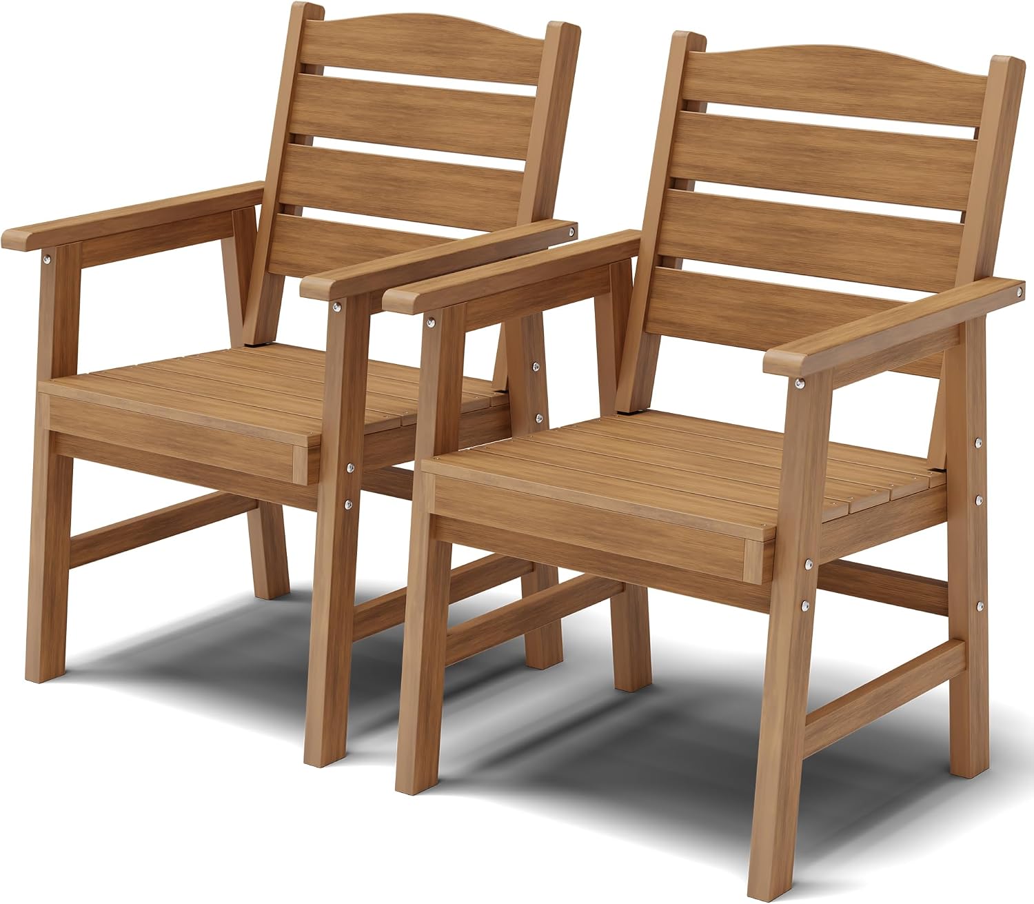YEFU Outdoor Dining Chairs Set of 2, HIPS All Weather, Teak, 350lbs
