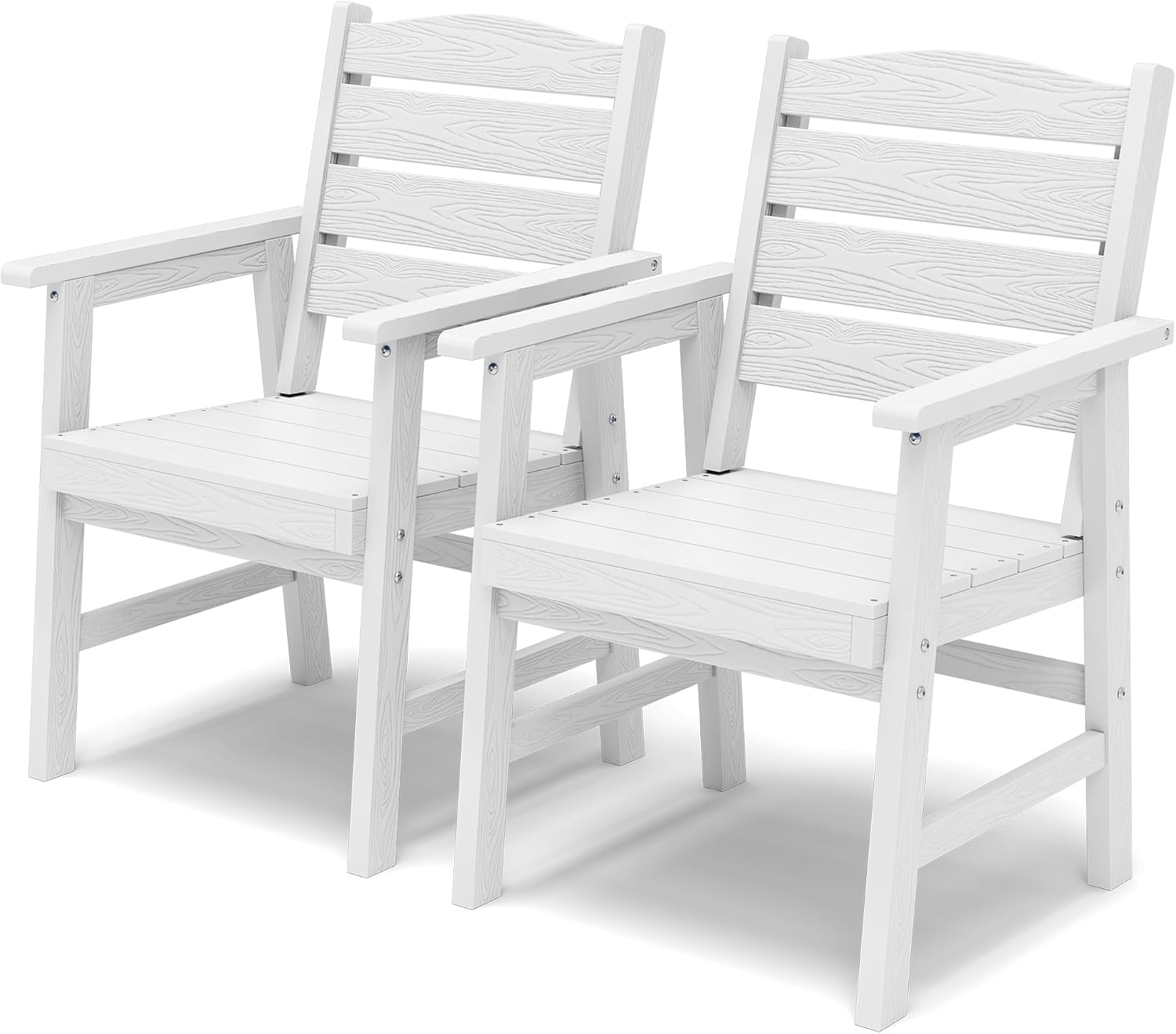 YEFU Outdoor Dining Chairs Set of 2, HIPS All Weather, White, 350lbs
