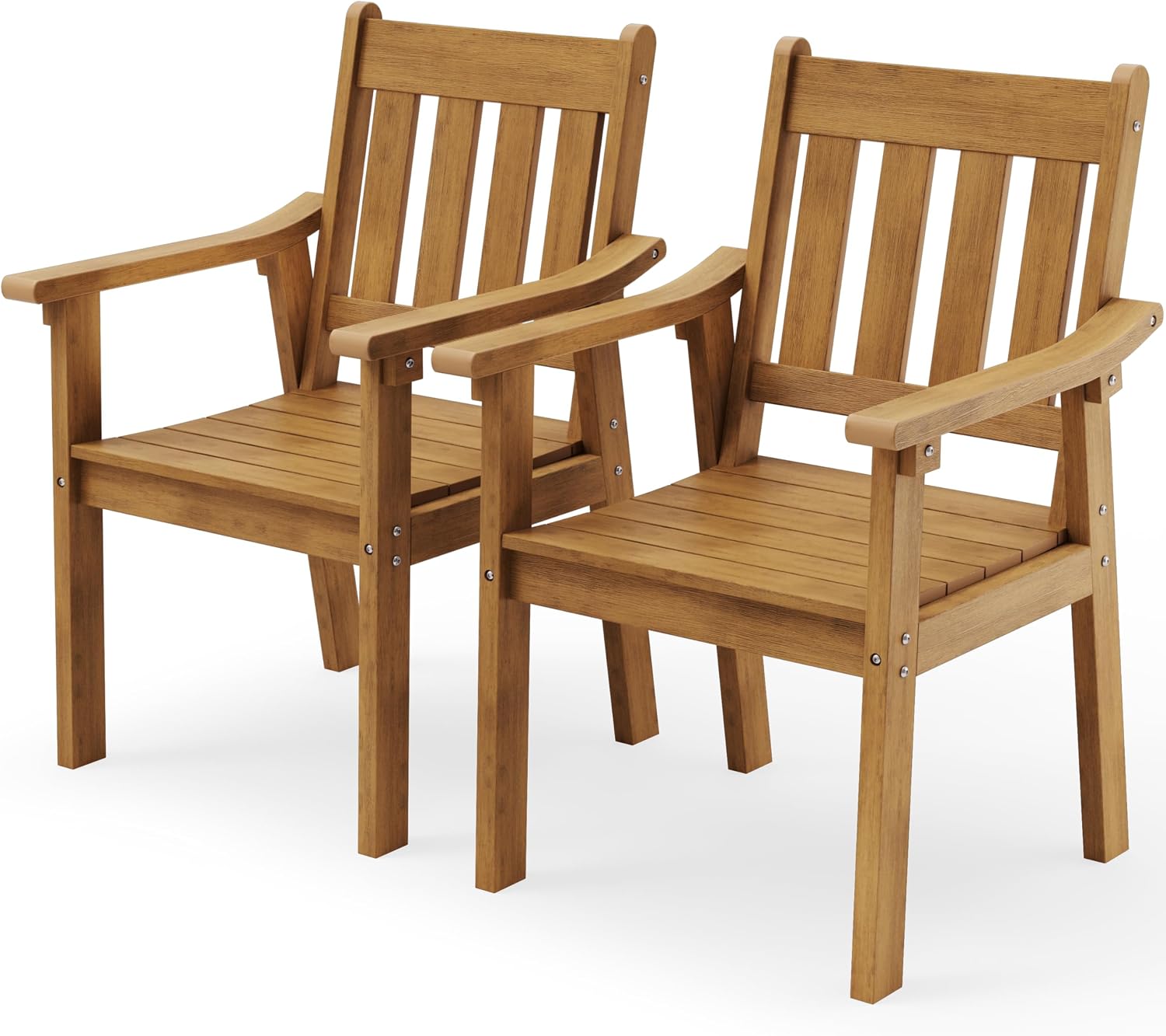 YEFU Outdoor Patio Chairs Set of 2, Weather Resistant HIPS, Teak
Size: 2-Chairs
