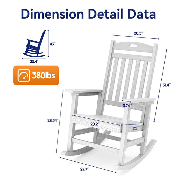 Heavy Duty Porch Rocking Chair for Adults | Weatherproof & Oversized – YEFU