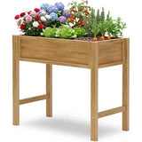 YEFU Raised Garden Beds Outdoor: 34x18x30in HIPS Raised Garden Bed for Balcony to Grow Herbs Vegetables Flowers - Planter Boxes Outdoor Withstands Moisture and UV Rays for Urban Greenery Teak