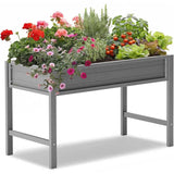 YEFU Raised Garden Beds Outdoor: 48x24x30in HIPS Planter Boxes Outdoor with Legs to Plant Herbs Vegetables Flowers - Raised Garden Bed Gardening with Optimal Drainage Design Reduces Care Time Grey