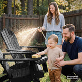 Family cleaning outdoor furniture with text 'Zero Maintenance' and 'Spend time relaxing not repairing'.