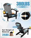 YEFU Adirondack Chair with Cup Holder, All-Weather Outdoor Chair 380lbs load-bearing capacity