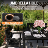 Front view of YEFU Black Outdoor Dining Furniture Set with Aluminum Frame