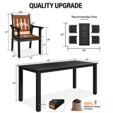 YEFU 7 Piece Black Patio Dining Set Dimensions Overview