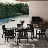 YEFU Black Patio Dining Set with Umbrella Hole by Poolside
