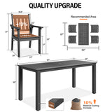 YEFU 7 Piece Gray Patio Dining Furniture Dimensions Overview