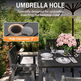 YEFU 7 Piece Gray Patio Dining Set – Contemporary Outdoor Table and Chairs for 6