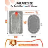 Size chart showing 79"x45"x12" dimensions of the YEFU® Human Dog Bed – large enough for adults to fully stretch and relax comfortably.