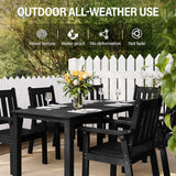 YEFU Modern Black Dining Set for Patio with Metal Frame – 7 Piece