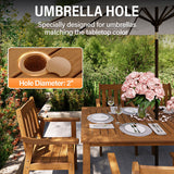 YEFU Teak Patio Table Set placed on backyard deck – stylish 7-piece outdoor dining furniture