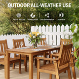 YEFU Outdoor Dining Set on patio deck – 7-piece modern HIPS furniture with umbrella hole